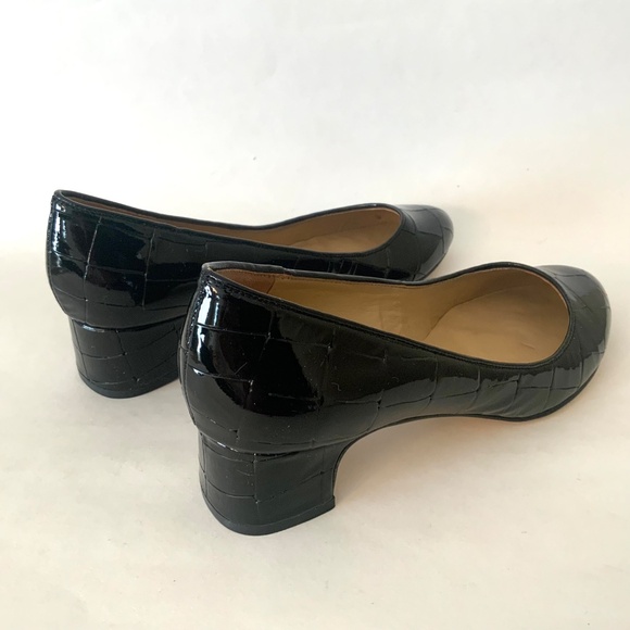 Talbots Black Crocodile Patent Leather Pump Block heel Women’s Dress Shoes 8 - Picture 8 of 12